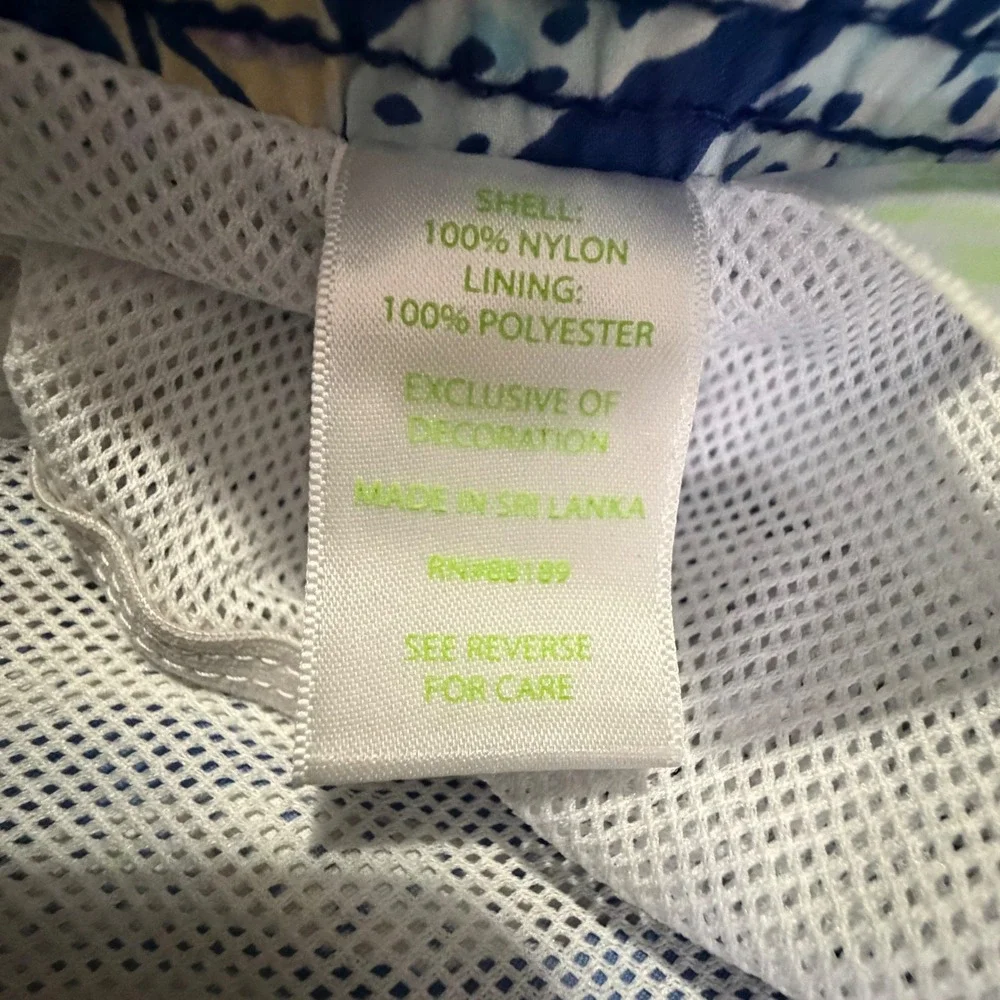 Lilly Pulitzer Mens Capri Trunk Swim Shorts Navy Pink Botanical Print Size Small